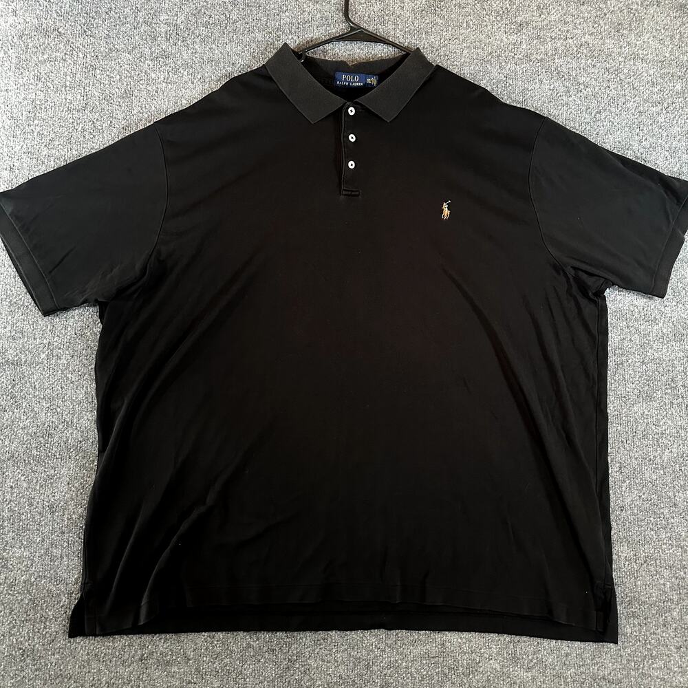 Polo Ralph Lauren Mens 4XLT Black Polo Shirt Multicolor Pony Big Tall Cotton